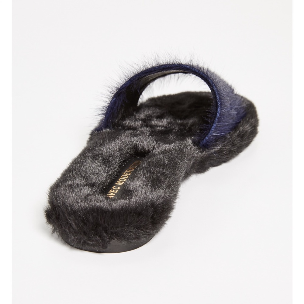 🙂Avec  Moderation Navy Fur & Leather Blue-Bora Bora Comfy Soft 38 🇮🇹 - Picture 10 of 16